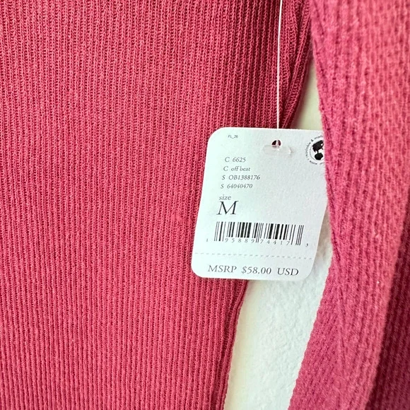 NEW Free People Jojo Mock Neck Long Sleeve Top Off Beat Wine Red Womens Size M - Picture 12 of 15